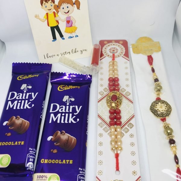 Designer Dual Rakhi with Chocolate Set