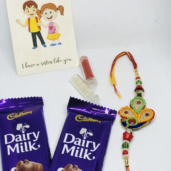 Beautiful Floral Brother Rakhi with Chocolate