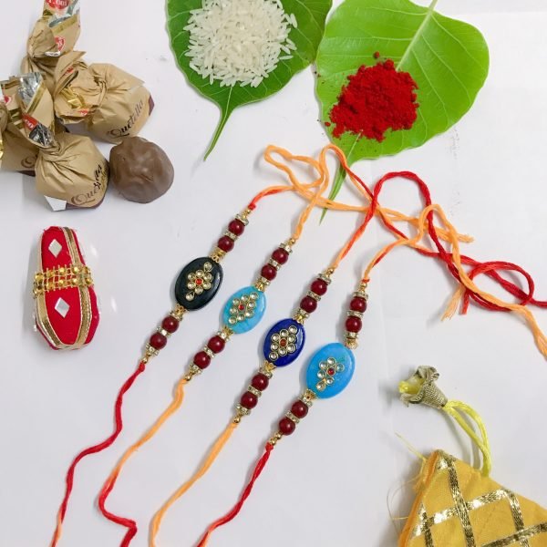 Popular Beaded Rakhi (set of 4) with Chocolates