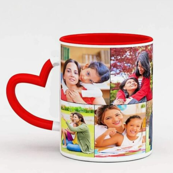 Designer Collage Heart Handle Mug